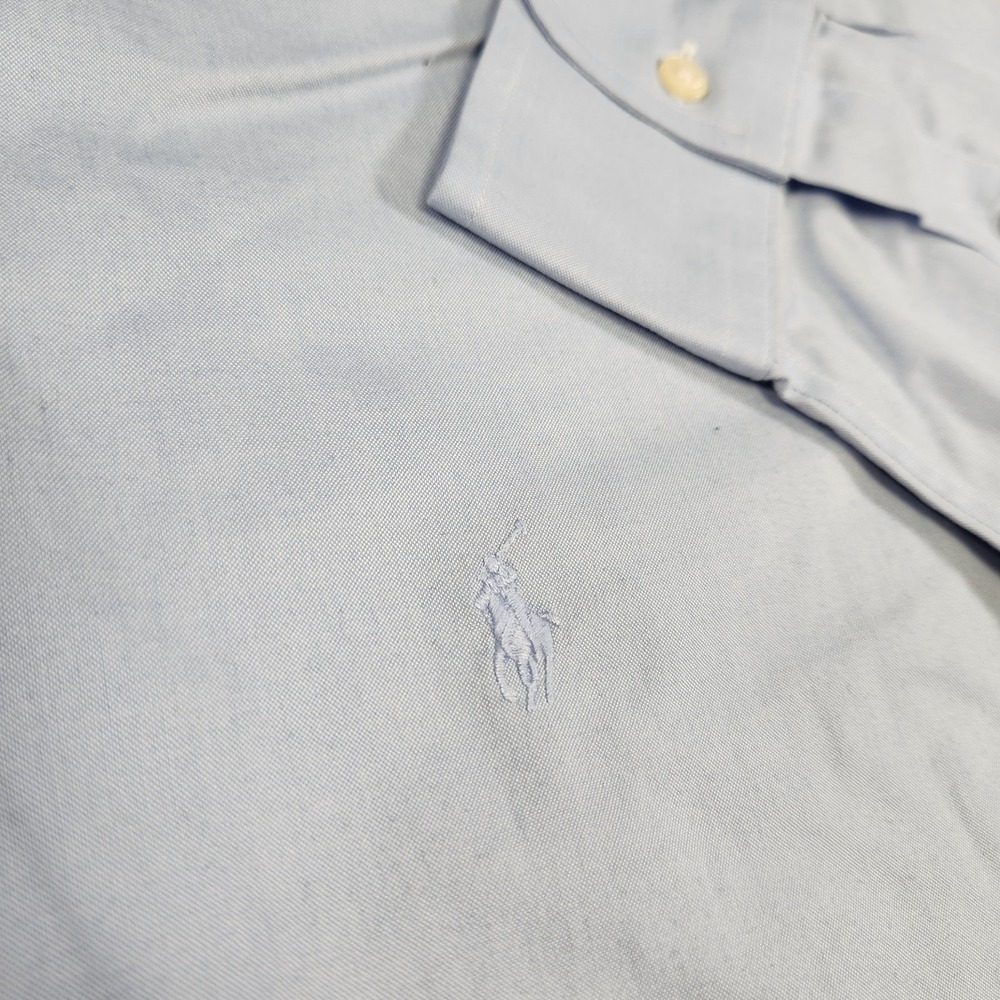 Polo Ralph Lauren Shirt Men 16.5 Oxford Cloth Button Down Blue Cotton Wealth - Picture 4 of 10